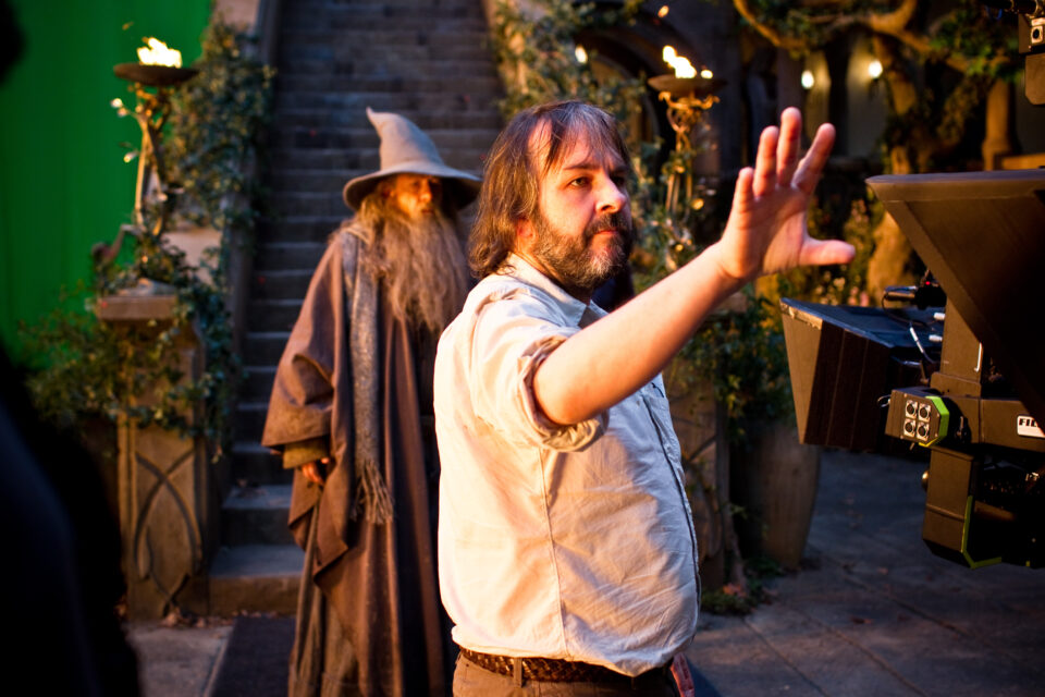 (L-r) IAN McKELLEN and director PETER JACKSON on the set of the fantasy adventure “THE HOBBIT: AN UNEXPECTED JOURNEY,” a production of New Line Cinema and Metro-Goldwyn-Mayer Pictures (MGM), released by Warner Bros. Pictures and MGM.