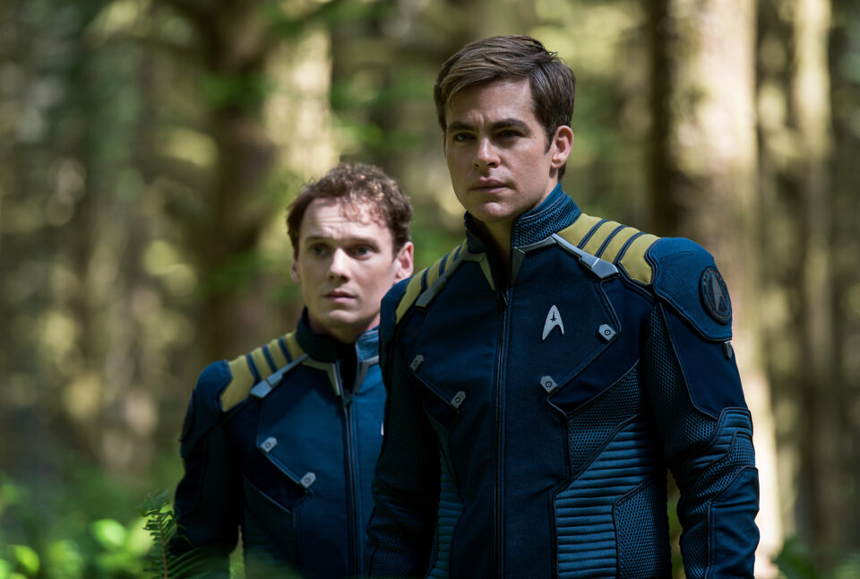 Left to right: Anton Yelchin plays Chekov and Chris Pine plays Kirk in Star Trek Beyond from Paramount Pictures, Skydance, Bad Robot, Sneaky Shark and Perfect Storm Entertainment